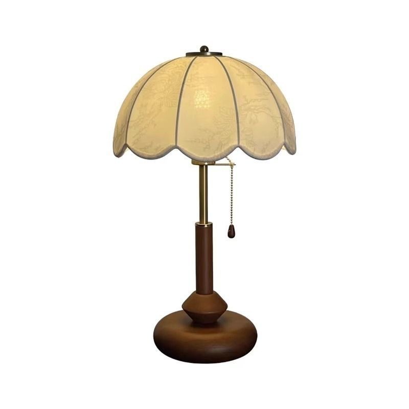Chinese-style solid wood printed fabric table lamp, decorative table lamp for living room, bedroom and bedside, eye-protecting lamp for homestay, hotel and study Item Picture