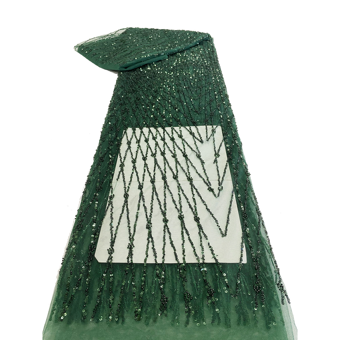 Embroidery ERylace, a fabric for wedding gowns and evening gowns with tube, bead, sequin, mesh fabric and lace embroidery, is in stock at the factory Specification image