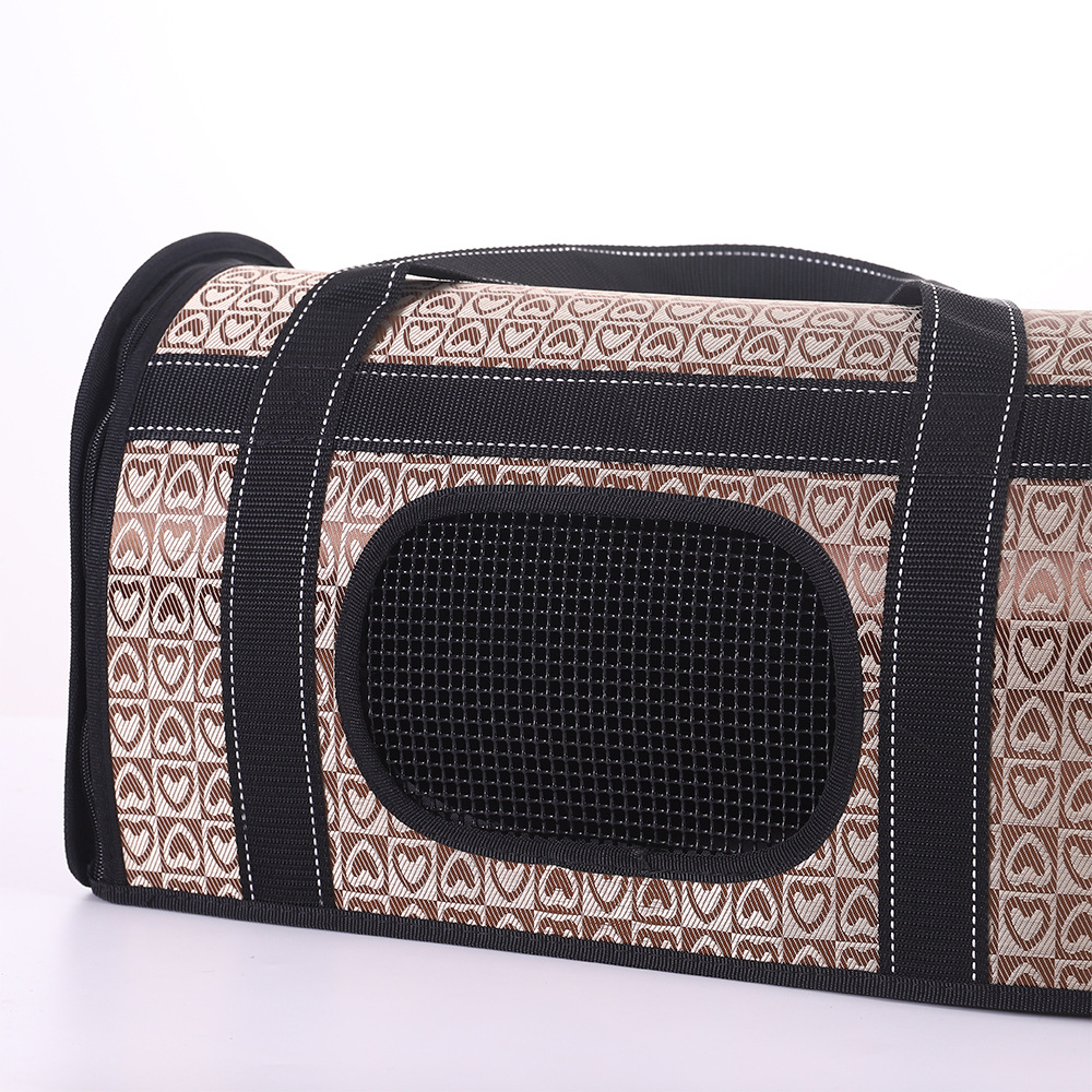 Rongka Pet Cross-border hand-held pet bag, crossbody cat bag, window transparent mesh fabric travel single-shoulder folding breathable cat bag, portable car bag Specification image