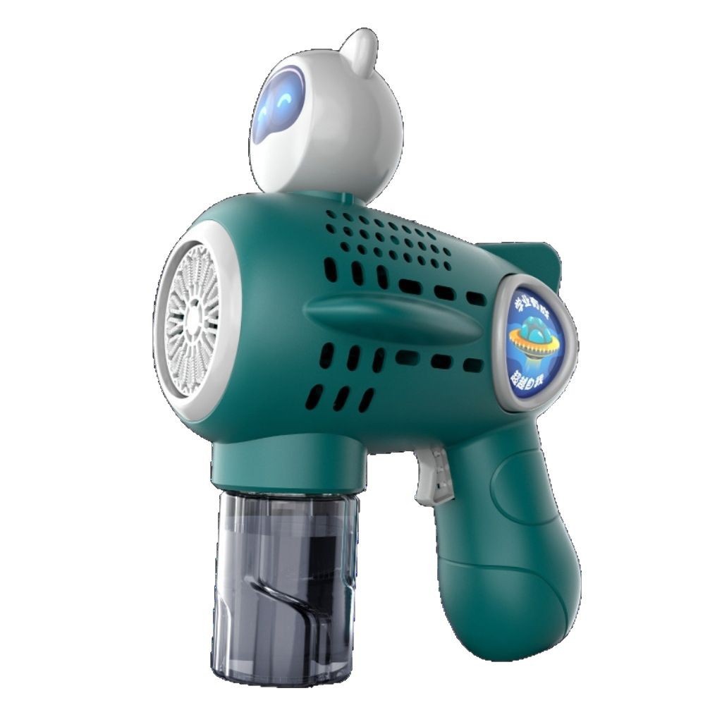 手持加特林泡泡枪全自动多孔灯光投影太空人玩具白底实物图