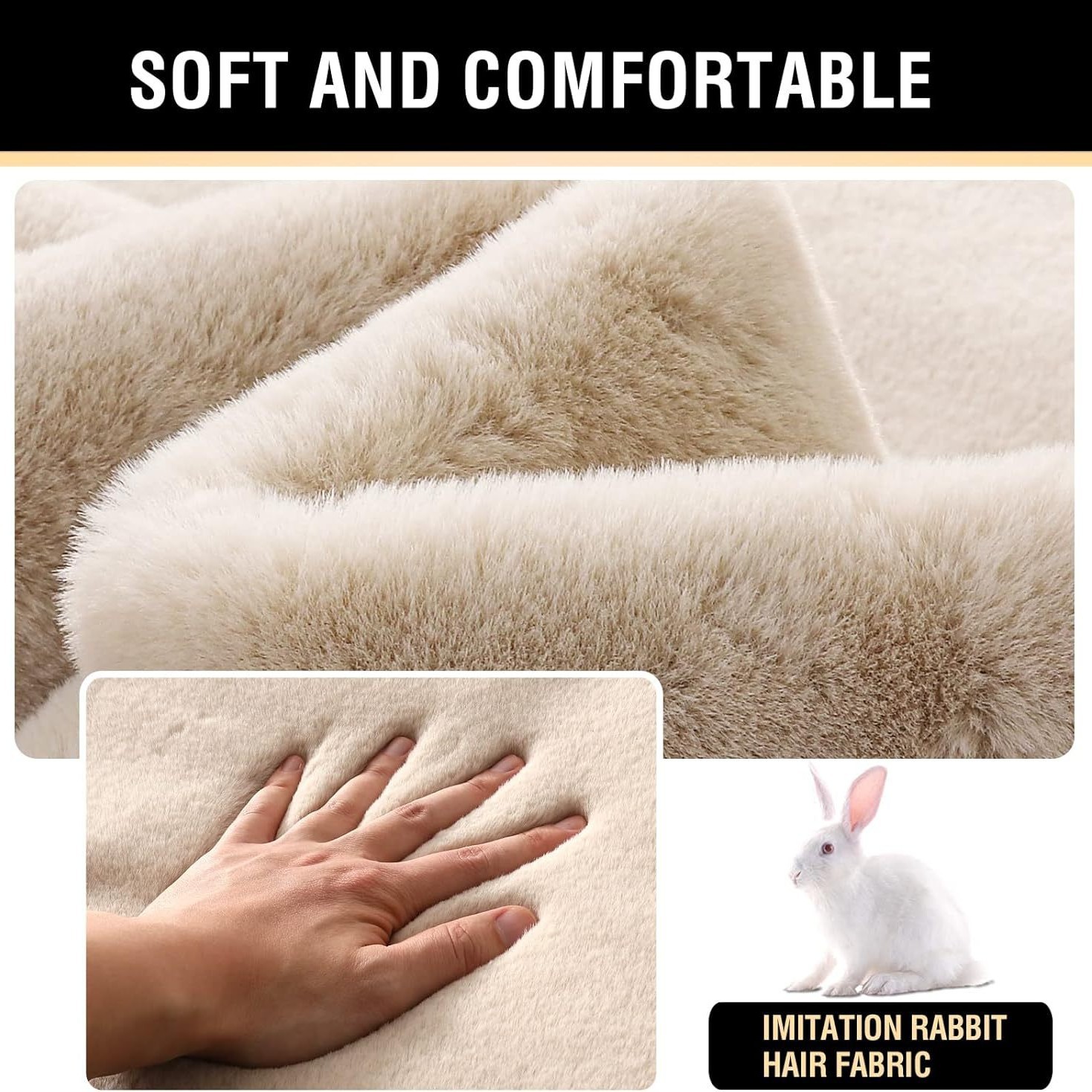 New style of light luxury floor mat, bedroom tatami, bedside carpet, living room imitation rabbit fur, and bedside blanket details Picture