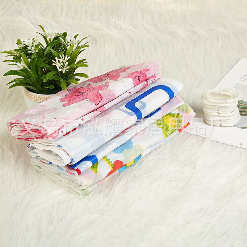 浴帘涤纶/浴室帘欧式/折叠浴帘/浴室帘peva/浴室帘女人简约细节图