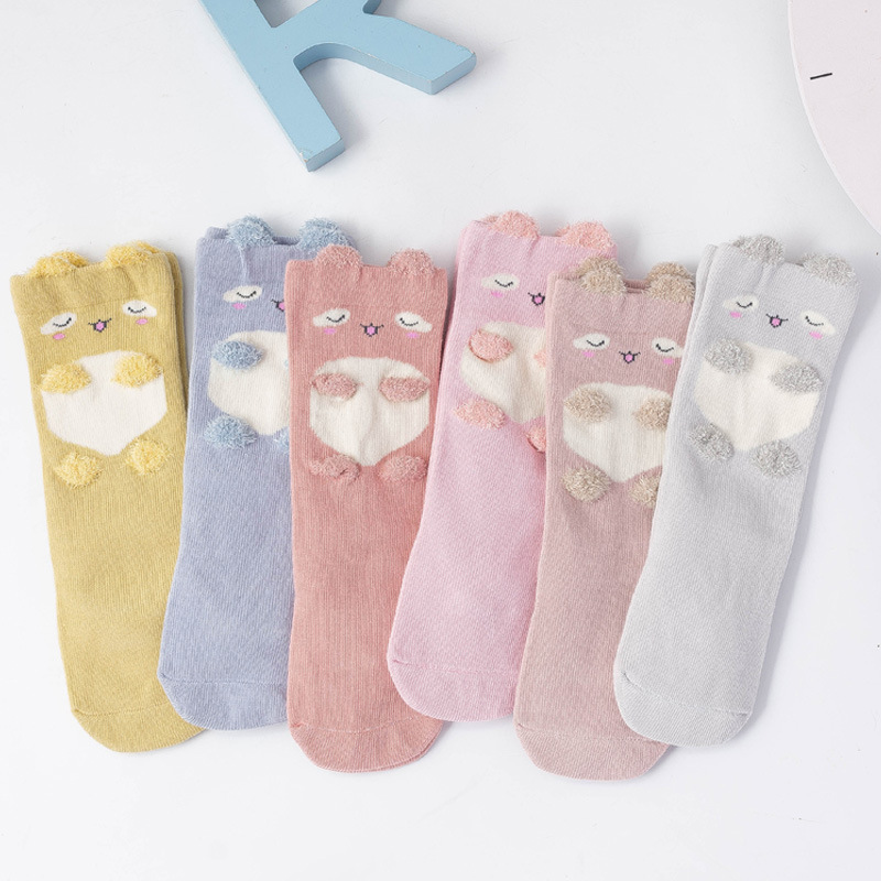 4双装婴儿长筒袜子春秋薄款宝宝地板袜儿童室内学步防滑袜子
