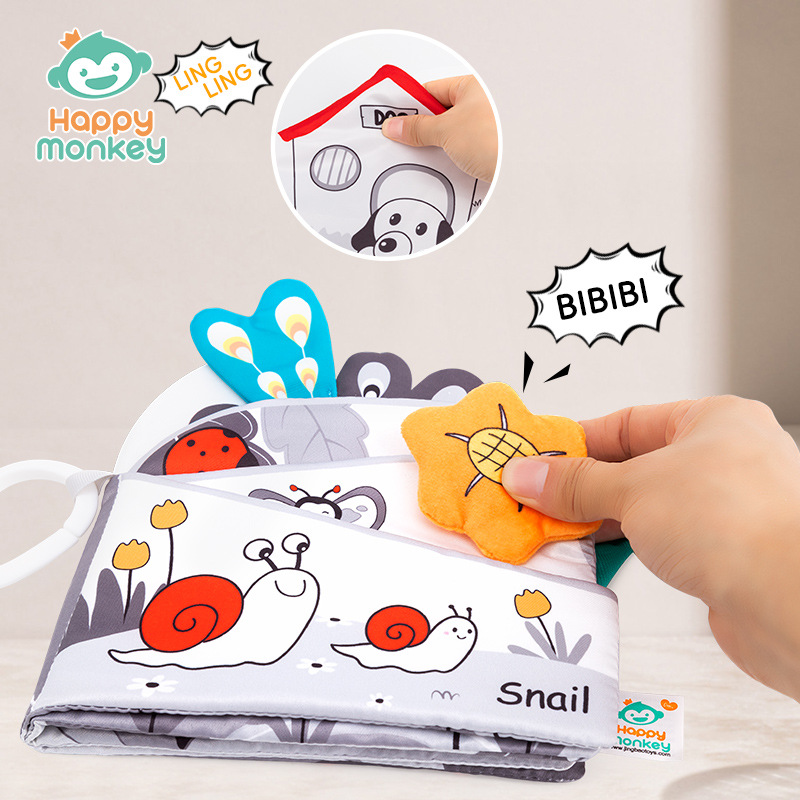 Happy monkey 3D Cloth Book is a visual training toy for babies. It can be torn and chewed details Picture