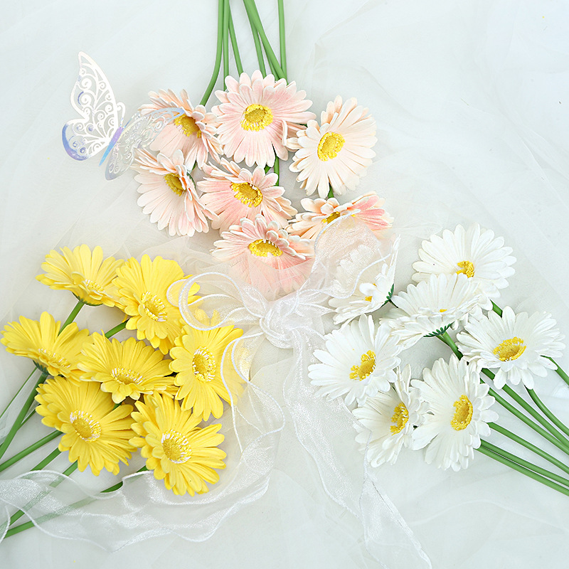 仿真花PU小雏菊洋甘菊客厅餐桌摆设花艺摆件拍照道具装饰假花批发