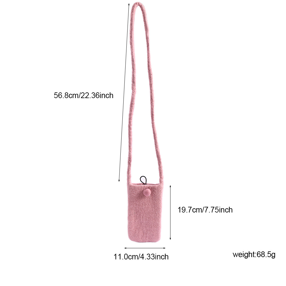 Ins-style handcrafted wool felt mobile phone bags with a "Poke Poke" style, Japanese forest women's single-shoulder crossbody mobile phone bag manufacturer wholesale Item Picture