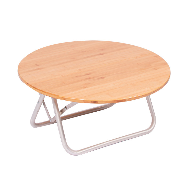 Simple foldable small round table, portable outdoor picnic and barbecue table, camping bamboo small table, coffee table, self-driving tour Item Picture