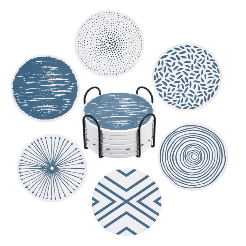 源头工厂陶瓷杯垫圆形方形白坯定制浮雕吸水软木汽车杯垫隔热锅垫细节图