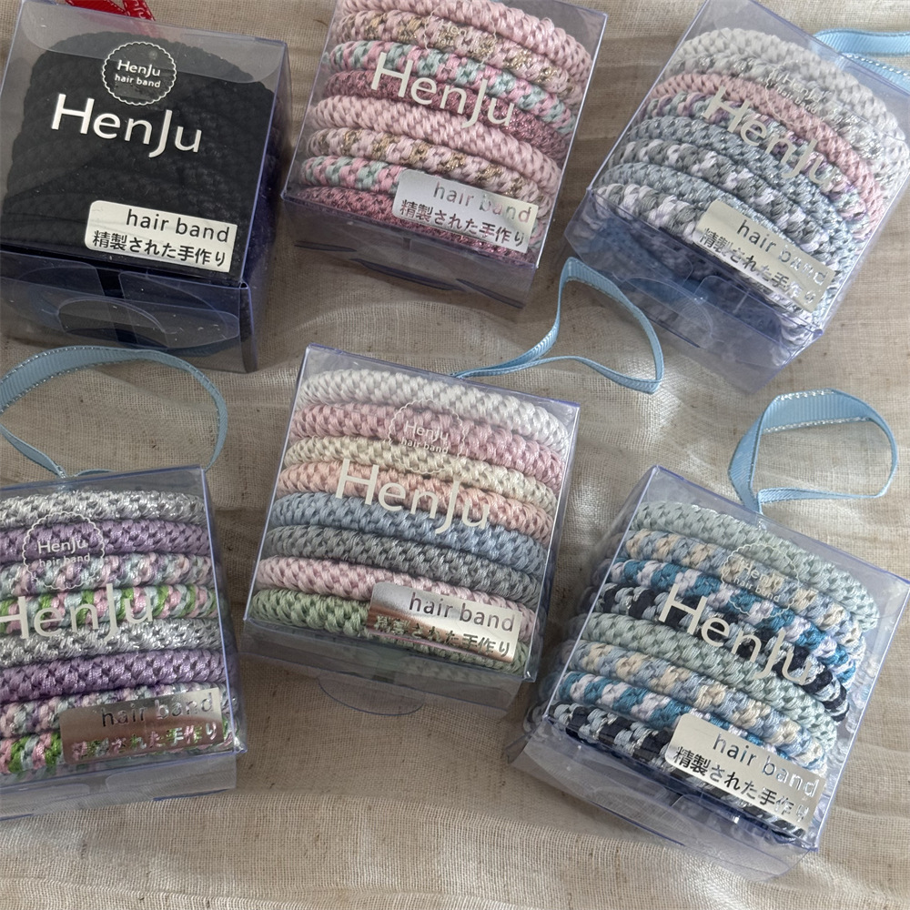 Box-packed basic braided rubber band, high elasticity and durability, thickened rubber band, basic hair rope, high ponytail hair rope, new daily style Specification image