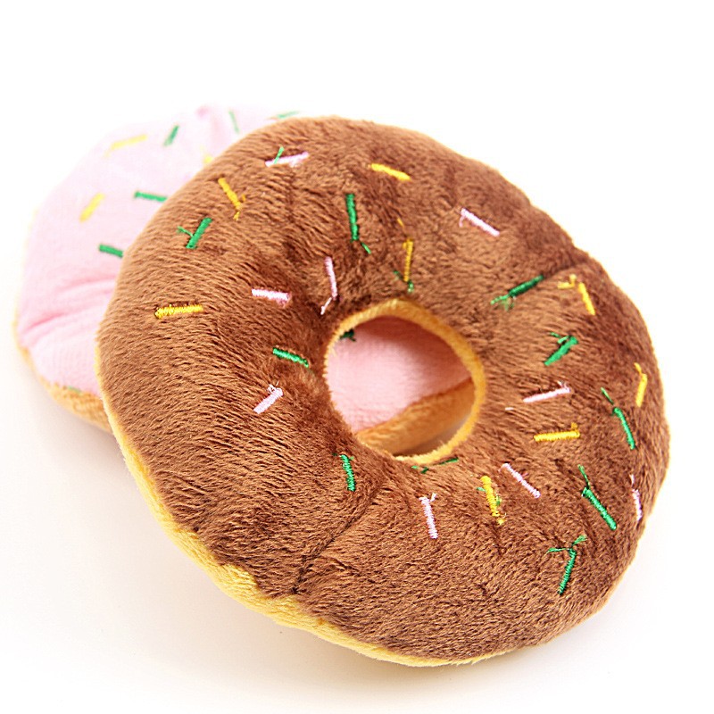 Pet plush toys, cartoon round plush figurines, creative doughnut plush toys, wholesale in stock Item Picture