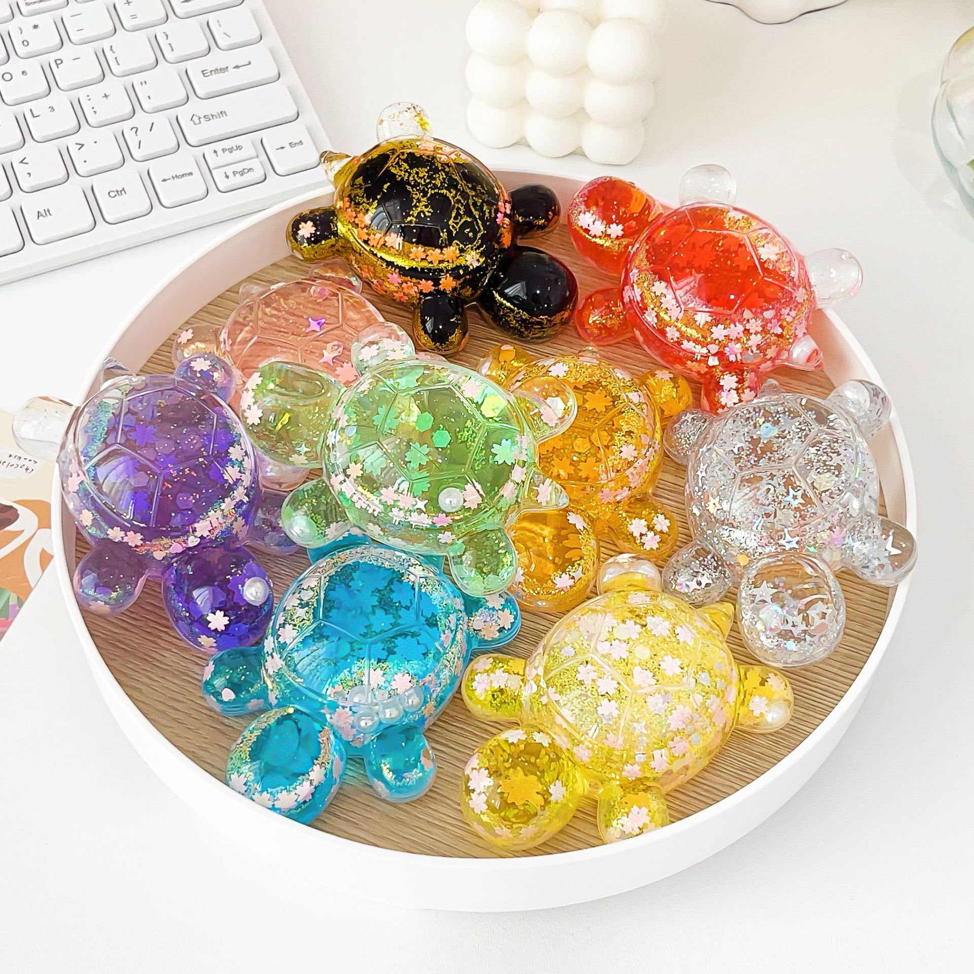 爆闪星星流沙卡通大号乌龟摆件直播盲袋对对碰办公室桌面摆饰批发