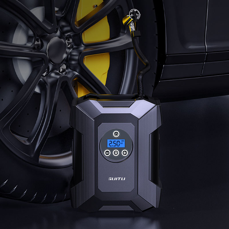 Car air pump, portable car electric tire, multi-functional air filling pump, 12v car air pump full figure