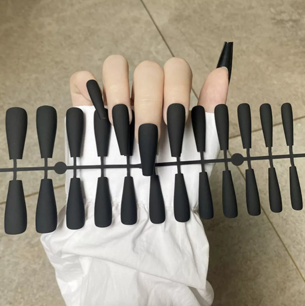 European and American mid-length solid color matte extra-long ballet nail trapezoidal matte wearable nail sheet false nails