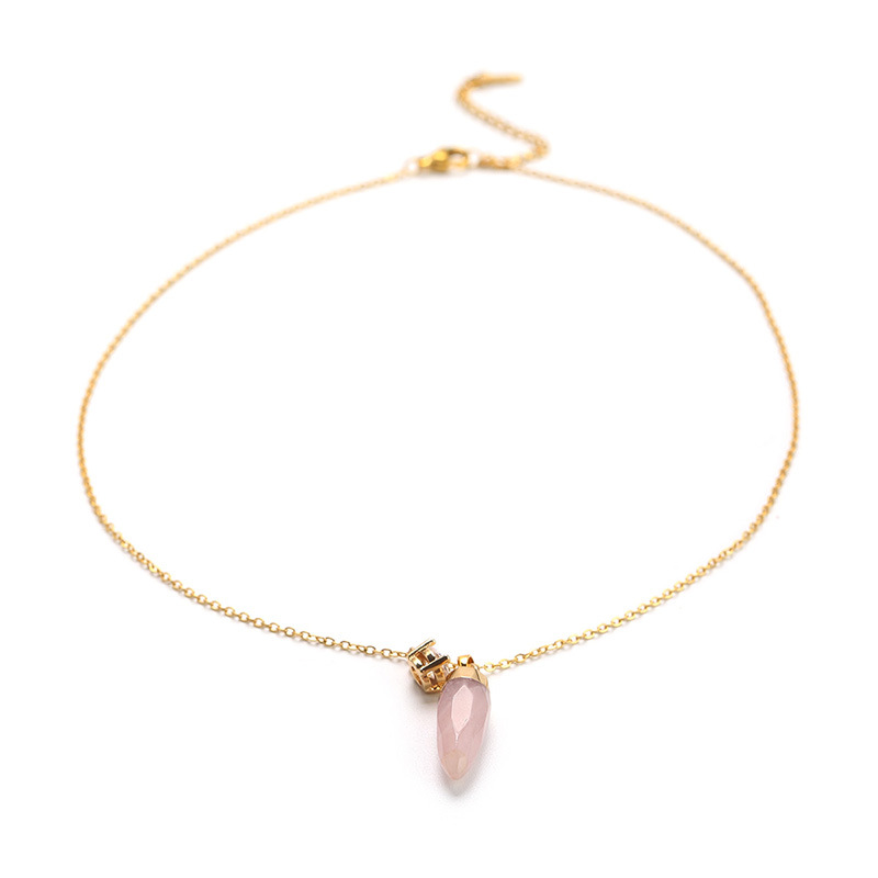 Amazon's best-selling natural crystal pendant hexagonal column necklace, single-pointed hexagonal crystal column jewelry, French light luxury style Item Picture