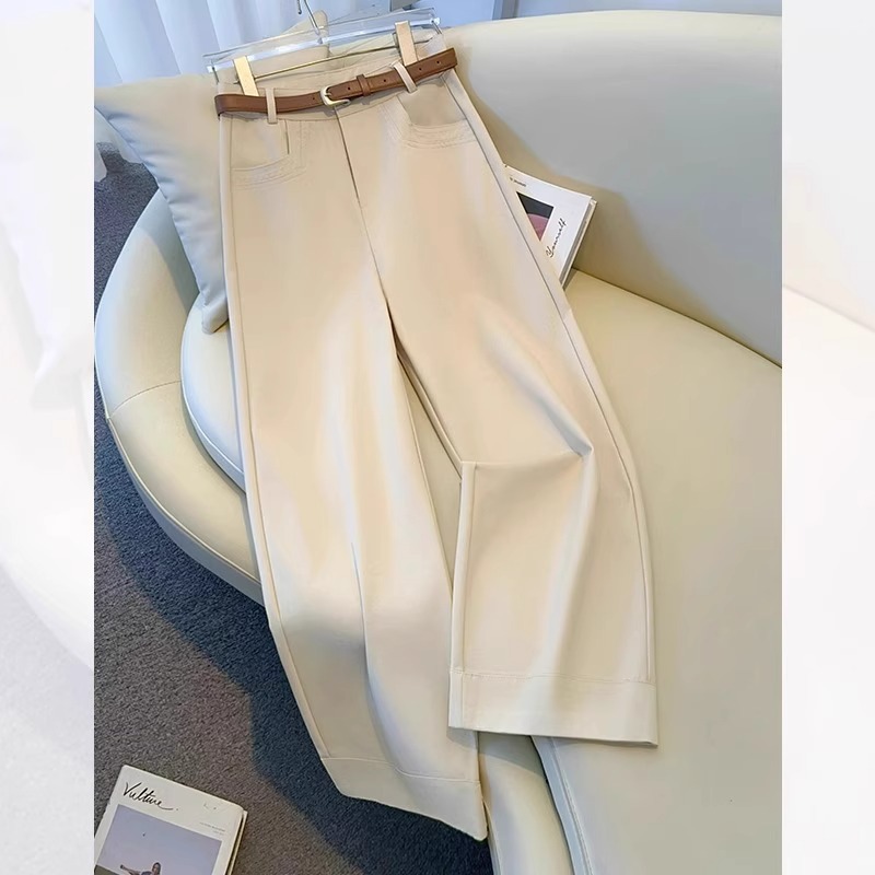 Khaki loose wide-leg pants for women 2025 autumn new style, petite casual pants for slimming, 9-inch straight-leg pants for children Specification image