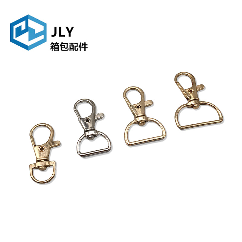 Zinc alloy 3-point fish-mouth buckle, luggage hardware accessories, webbing hook buckle, key pendant, electroplated colored metal dog buckle Application Scenario