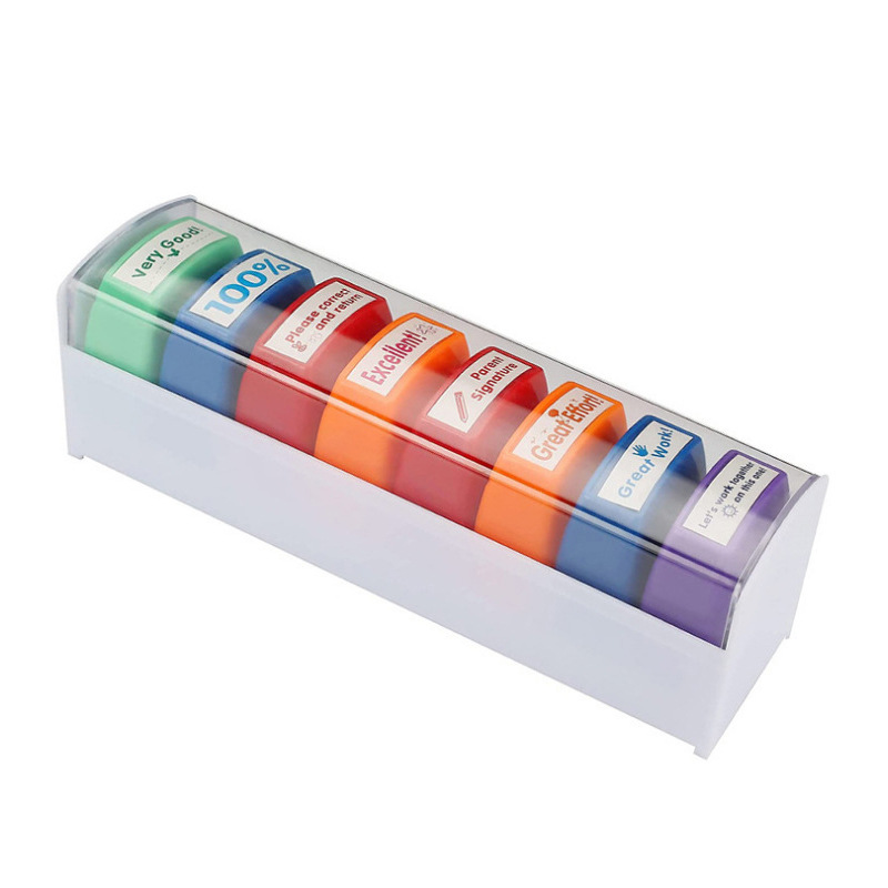 Cross-border exclusive fun teacher comments, photosensitive stamps, children's English encouragement affairs, plastic stamp sets wholesale Item Picture