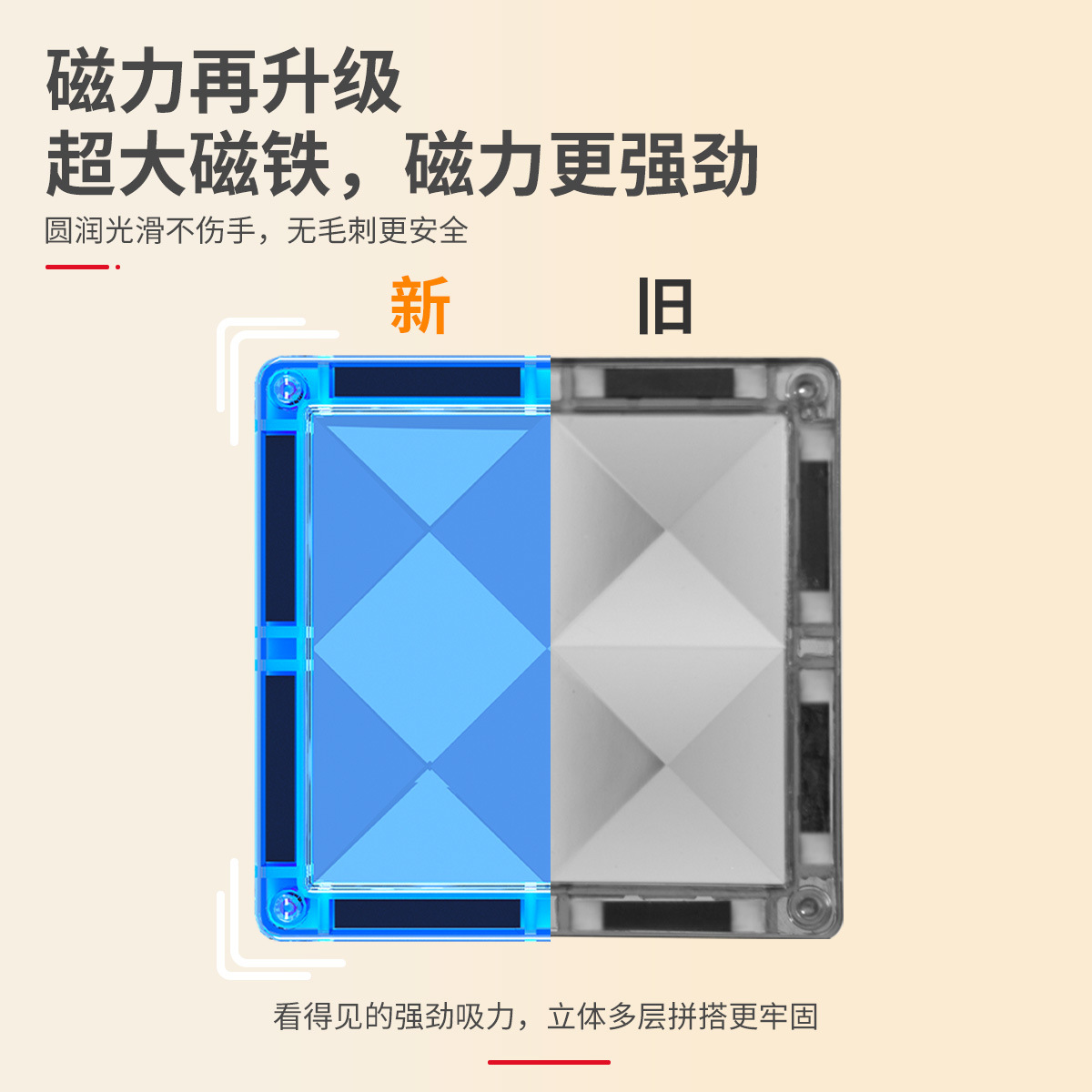 钻面彩窗磁力片儿童益智玩具拼装轨道管积木男女孩强磁拼图礼物产品图