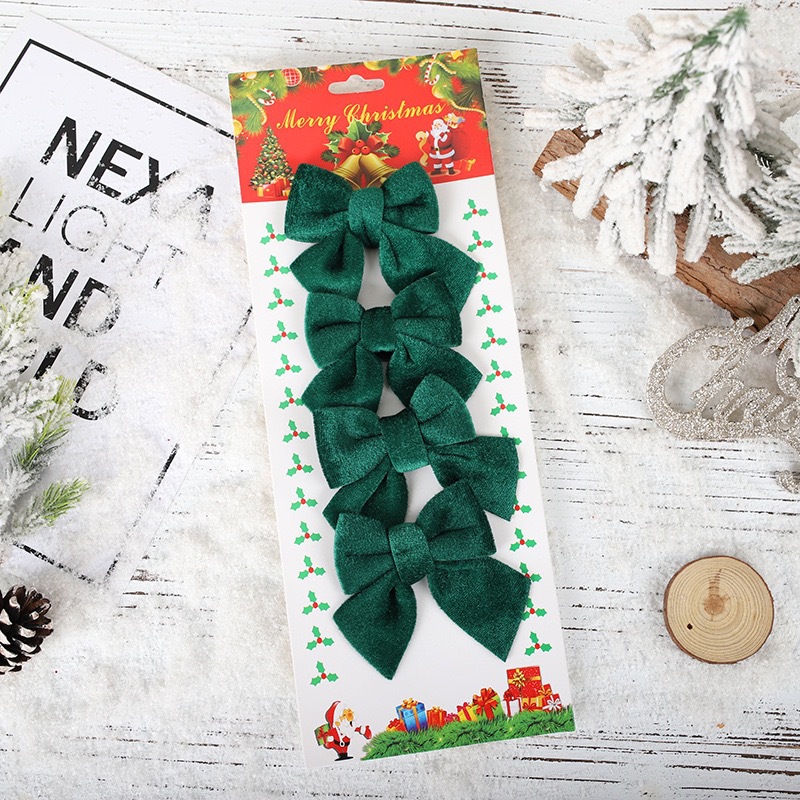 Wholesale of European and American creative Christmas decorations, flat velvet, butterfly decorative accessories, bow ties, hanging ornaments and dressing props Specification image