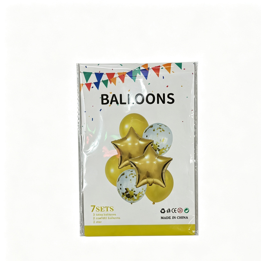 Manufacturer's party 7-piece balloon set, birthday balloon set, wedding balloon set, aluminum film ball, latex balloon Specification image