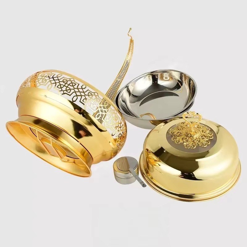 Hotel wedding banquet stainless steel insulated pot, golden buffet insulated pot, alcohol heating, automatic temperature control, 8L details Picture