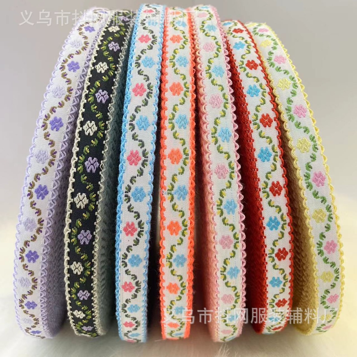 1.3 cm black fungus edge, fashionable striped ethnic style woven ribbon, hair accessory, headwear, border strap, performance costume accessories details Picture