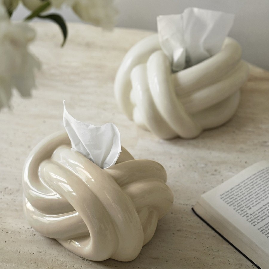 Creative life knots, fun tissue boxes, living room coffee table, dining table, bedroom ceramic tissue boxes, personalized and cute for home use