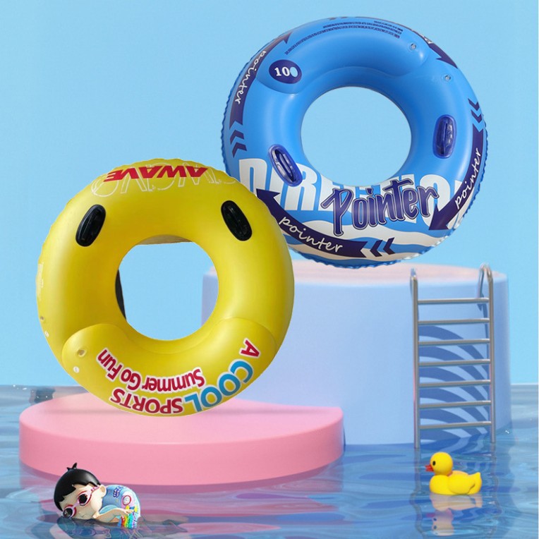 新款双气囊加厚把手泳圈成人加大加厚腋下救生圈浮圈 PVC充气游泳