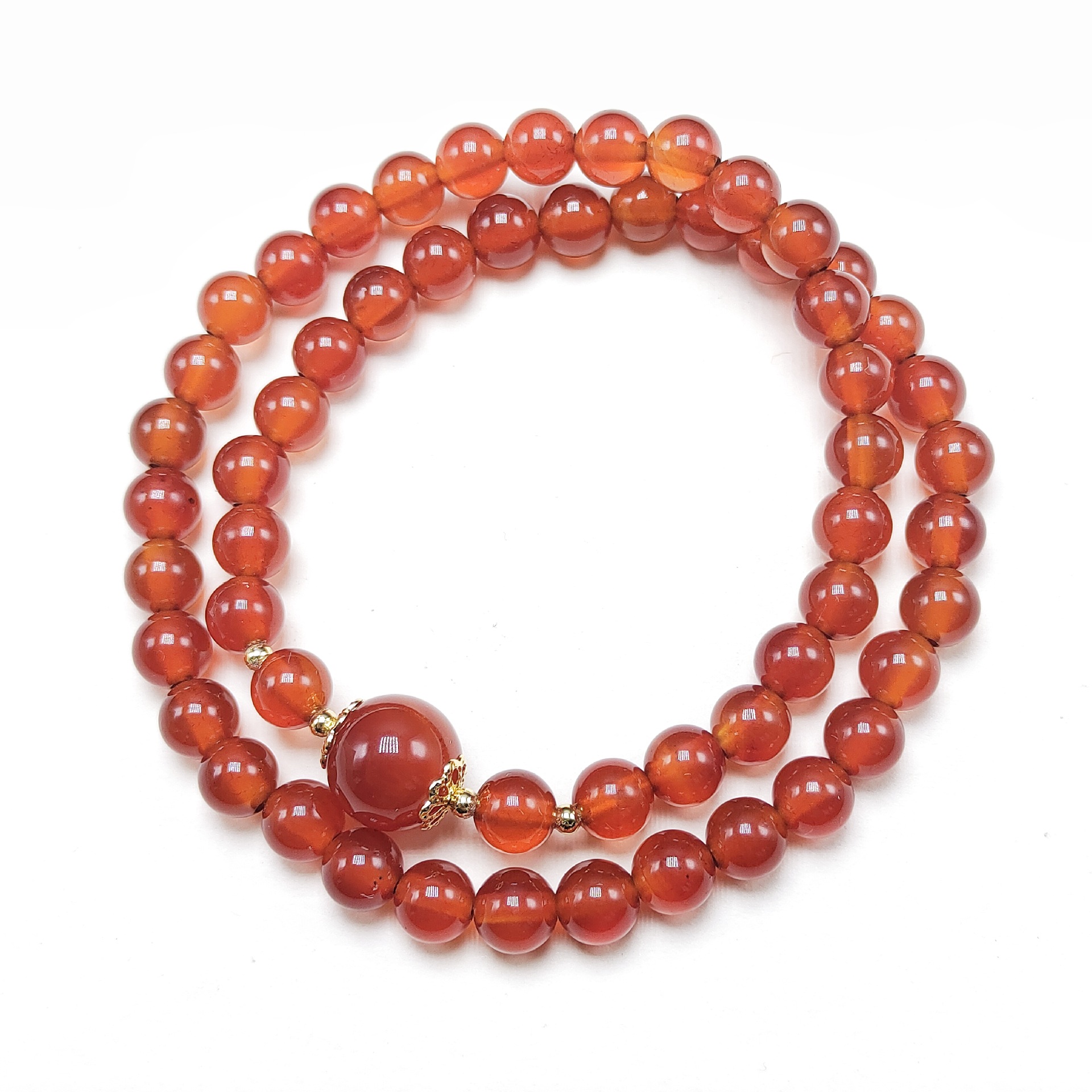 Natural red agate double-ring bracelet, a niche, light luxury and high-end female style gift for best friend. Live-streaming supply of double-layer bracelet Item Picture