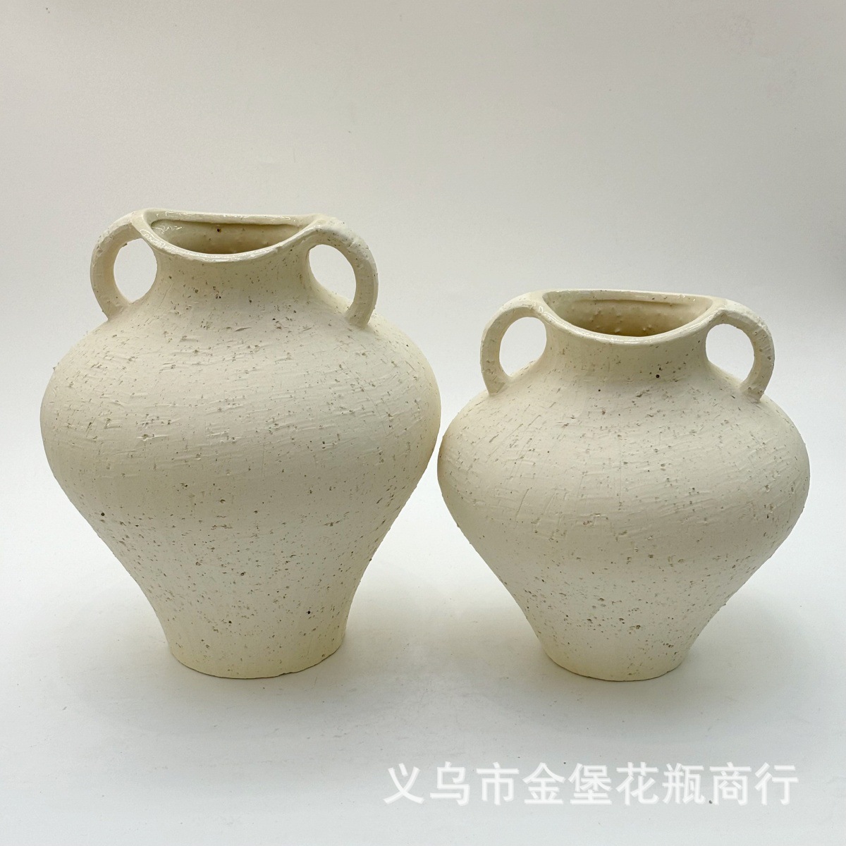 Japanese-style retro coarse earthenware texture vase, off-white, multi-specification soft decoration flower vases for homestays Application Scenario