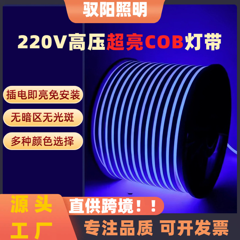 cob灯带高压彩光220v超亮柔性户外防水露营七彩院子可调光线条灯