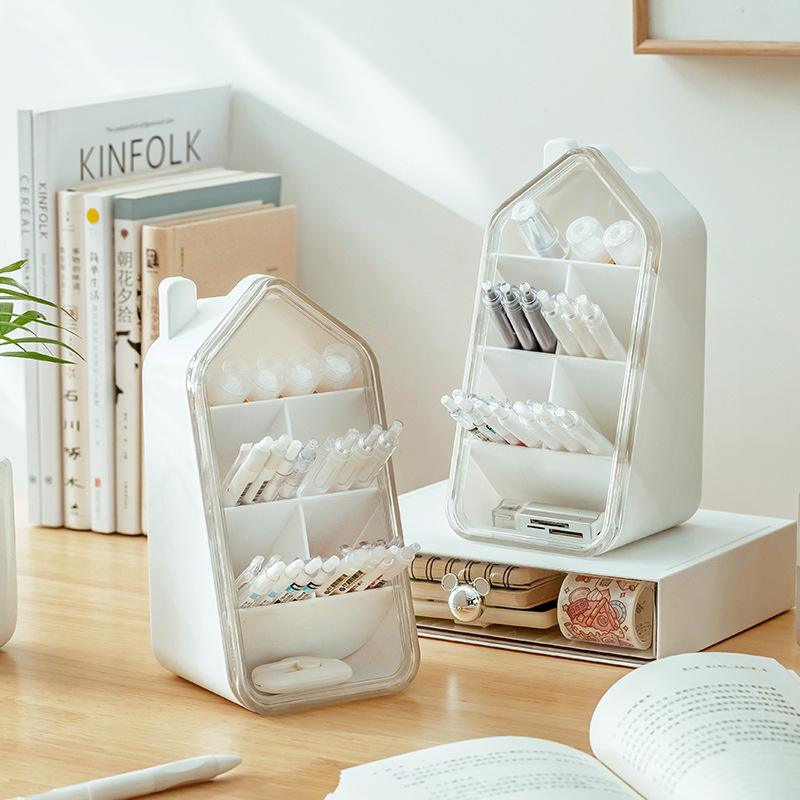 Japanese-style pen holder ins high appearance level desktop stationery storage box Office supplies pen holder slanted compartments storage rack Japanese-style pen holder ins high appearance level desktop stationery storage box Office supplies pen holder slanted compartments storage rack