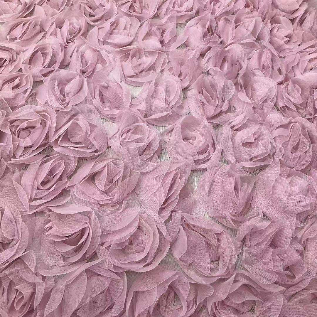 Factory direct sales of new high-end rose crochet embroidery lace trim fabric and three-dimensional floating embroidery fabric Specification image