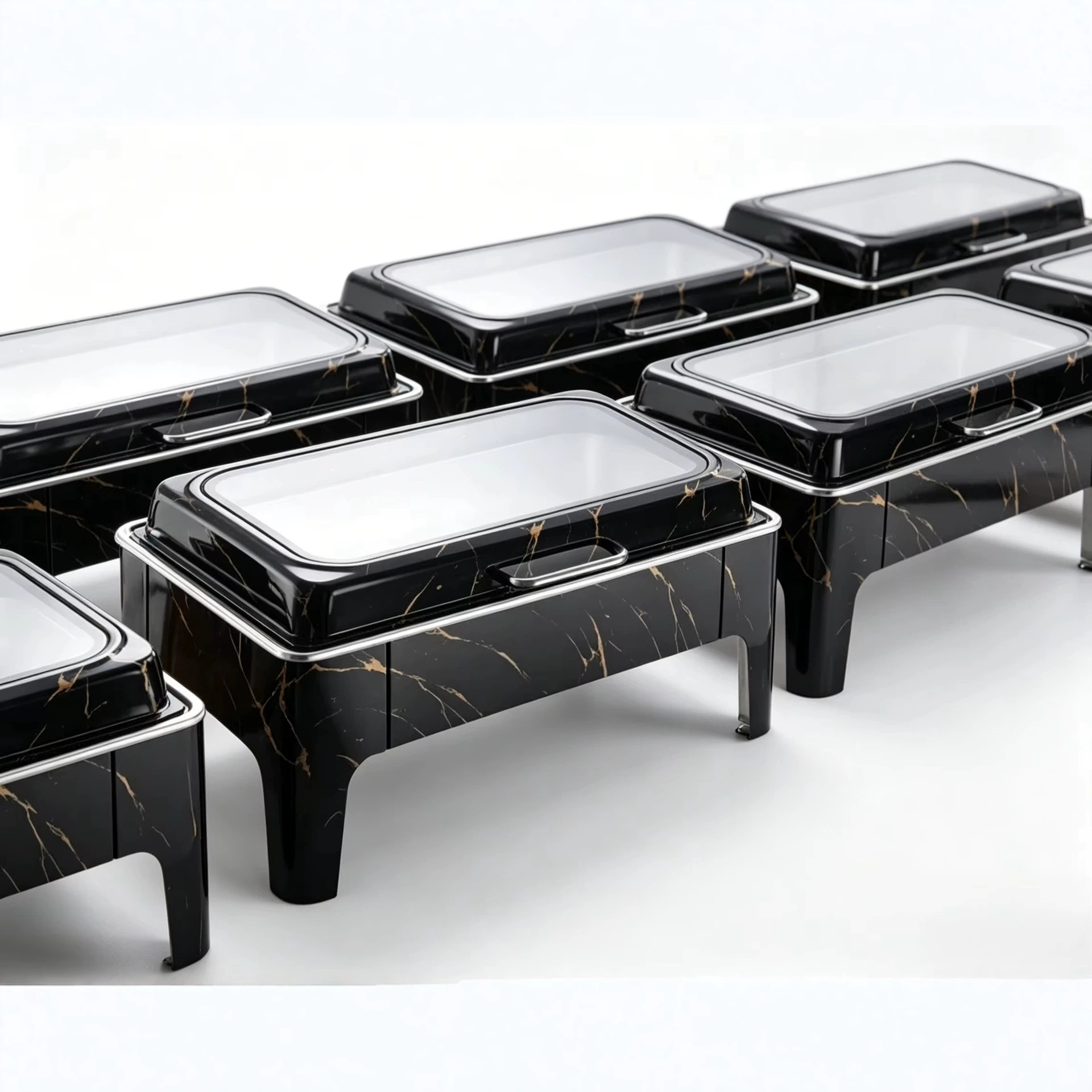 New stainless steel restaurant, hotel and wedding hydraulic marble insulated pot 9L fuel-heated food insulated Specification image