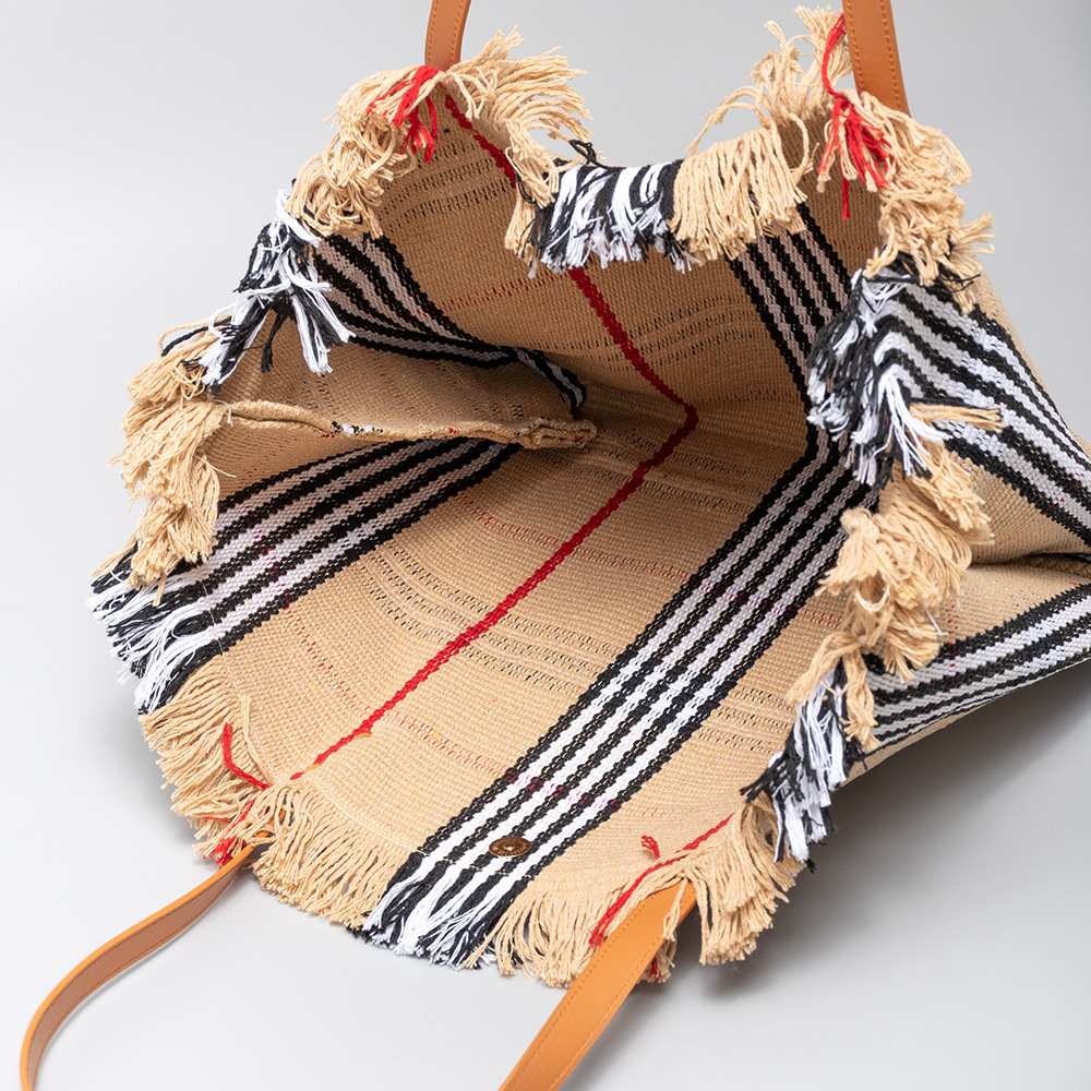 Cross-Border Canvas Bag, Large-Capacity Canvas Tote Bag, Women's Single-Shoulder Bag, New Beach Bag, Fringed Embroidery, Niche Design Women's Bag, Single-Shoulder Tote Bag, Canvas Bag Specification drawing