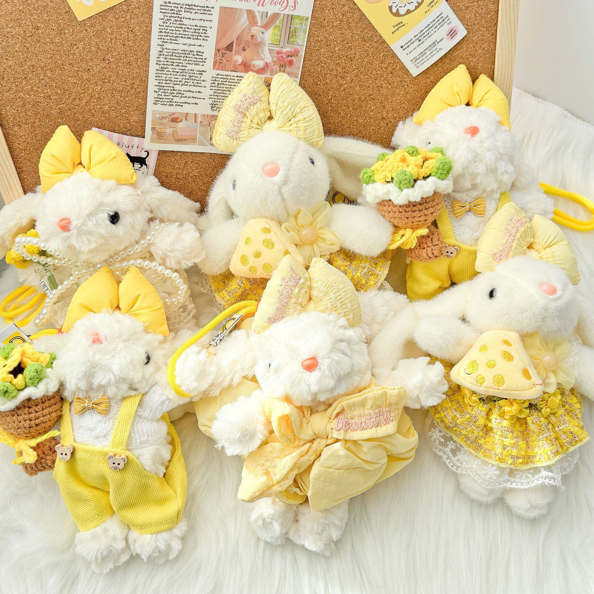 Wholesale of hanging ear rabbit plush pendants, the same style of Xiaohongshu plush dolls, creative handmade doll bags, figurines and pendants details Picture