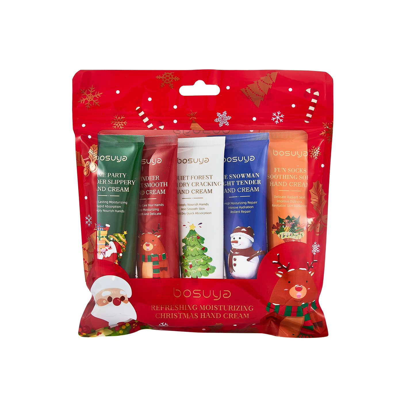 【跨境专供】bosuya圣诞护手霜滋润保湿补水秋冬防干裂护手霜批发白底实物图