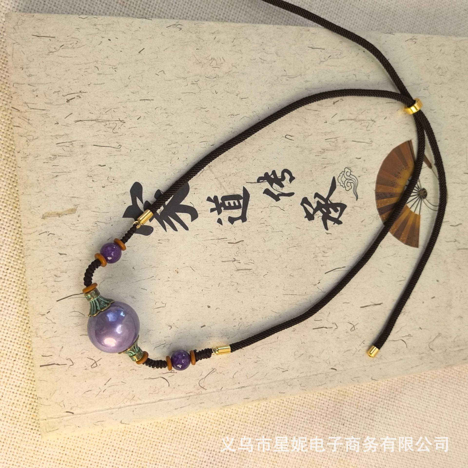 星妮复古安可拉红红石项链松石锁骨链珠吊坠挂件女款厂家批发细节图