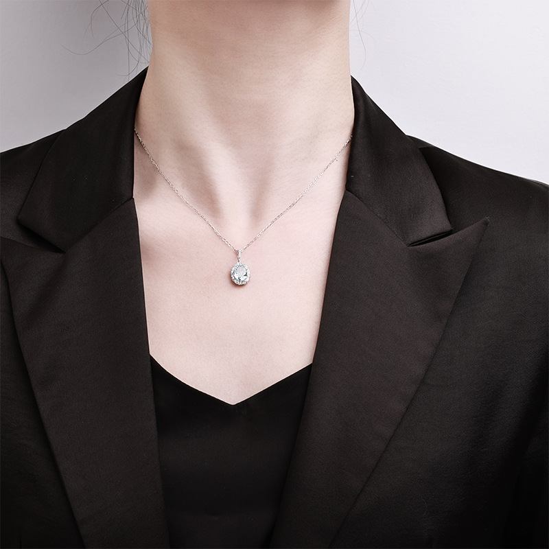 【 Hot Seller 】S925 sterling silver Simple, Elegant and high-end ins style gemstone necklace, high-end and light luxury ice flower cut chain Specification image