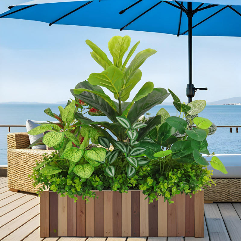 Artificial green plant landscaping combination, tropical plant partition, flower trough and flower box arrangement, bionic artificial flower indoor landscape decoration Application Scenario