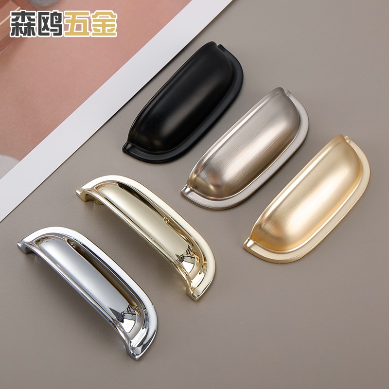 Wholesale of shell handles, American-style antique cabinet drawers, semi-circular handles, European light luxury copper brushed bright chrome handles Specification image
