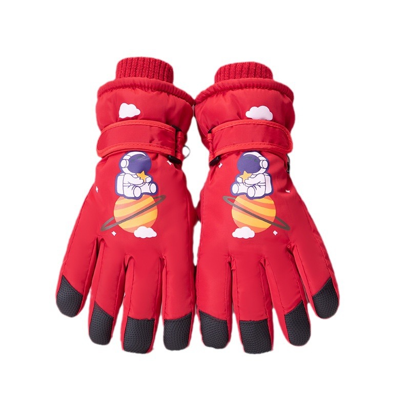 【BERTON OUTDOOOR】 Autumn and winter outdoor children's ski gloves with fleece and thickened warmth and anti-slip features, cartoon waterproof and cold-proof gloves for boys and girls Item Picture
