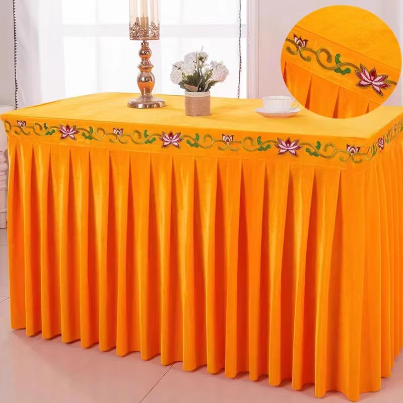 Temple and Buddhist hall tablecloths, table skirts, aprons, altar table covers, embroidered offering table covers, rectangular professional table skirts Application Scenario