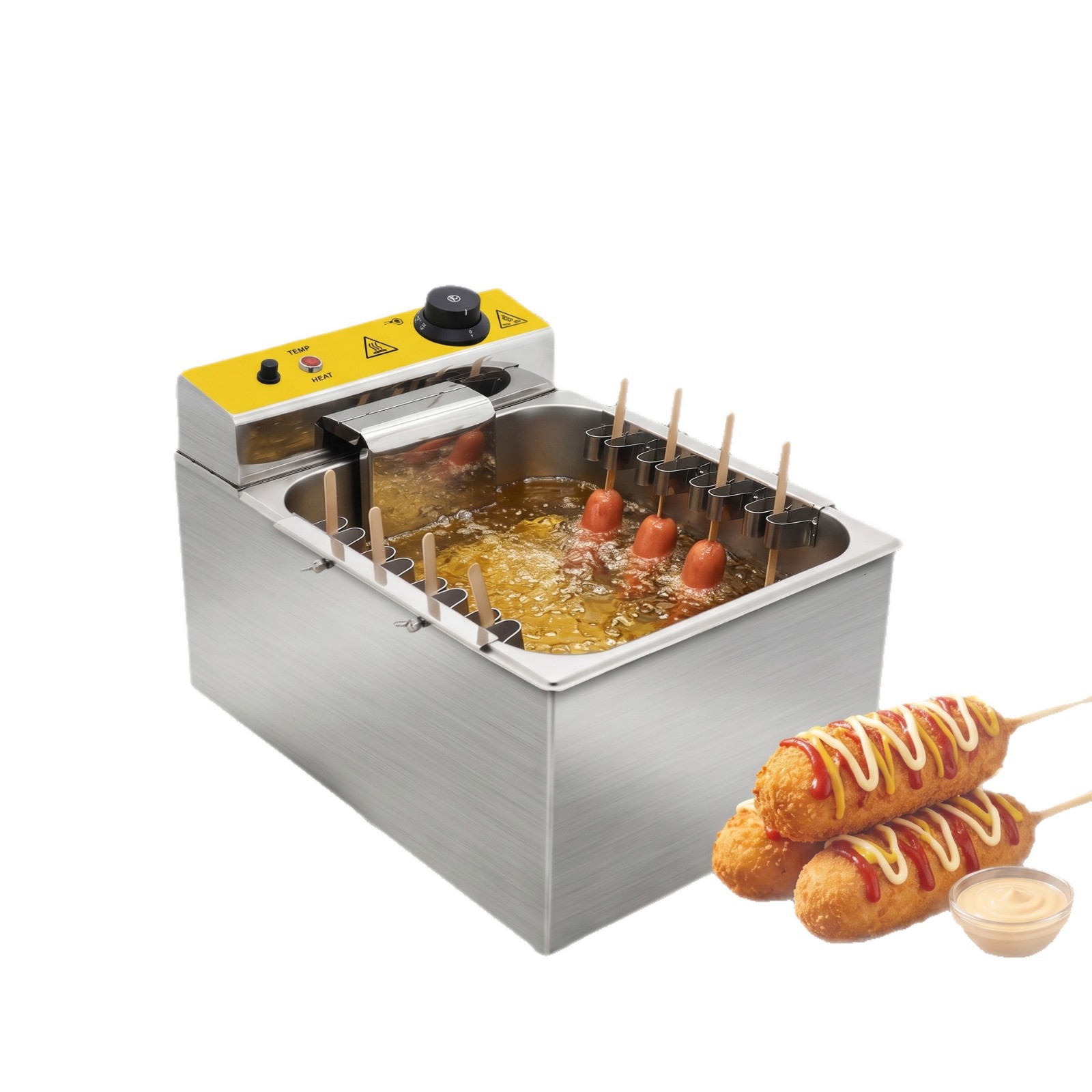 Wholesale of commercial desktop cheese, hot dog stick fryers, electric constant-temperature deep fryers, and equipment for making crispy and stringy snacks Item Picture