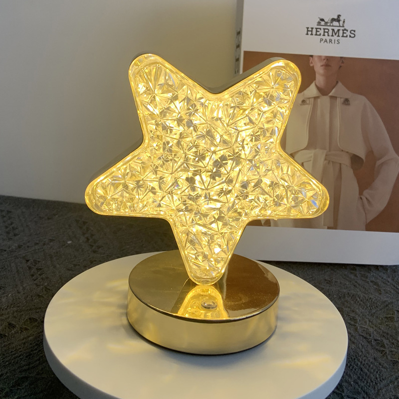 Creative gift: Star and moon night light, touch three-color charging ambient light, bedroom birthday gift: night light Specification image