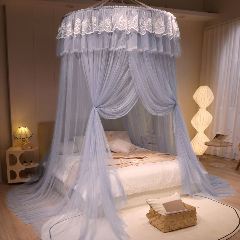 免安装蚊帐家用落地式吊顶圆形蚊帐公主风加厚加密落地蚊帐
