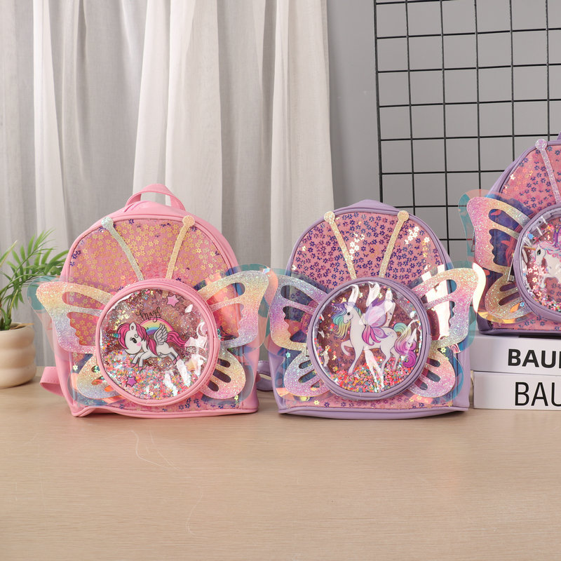 pu leather Little Princess backpack for children and babies, lightweight schoolbag, casual and versatile, trendy 2025 new style