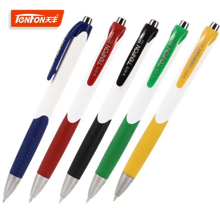 Tianfeng White Rod electroplated Ballpoint Pen 527E Press advertising gift Pen is easy to write and never oidles full figure
