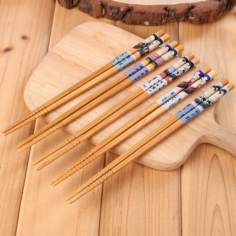 Japanese and Korean cartoon creative printed chopsticks, one person one chopstick for household use, bamboo chopsticks gift box set, Nan bamboo tableware wholesale details Picture