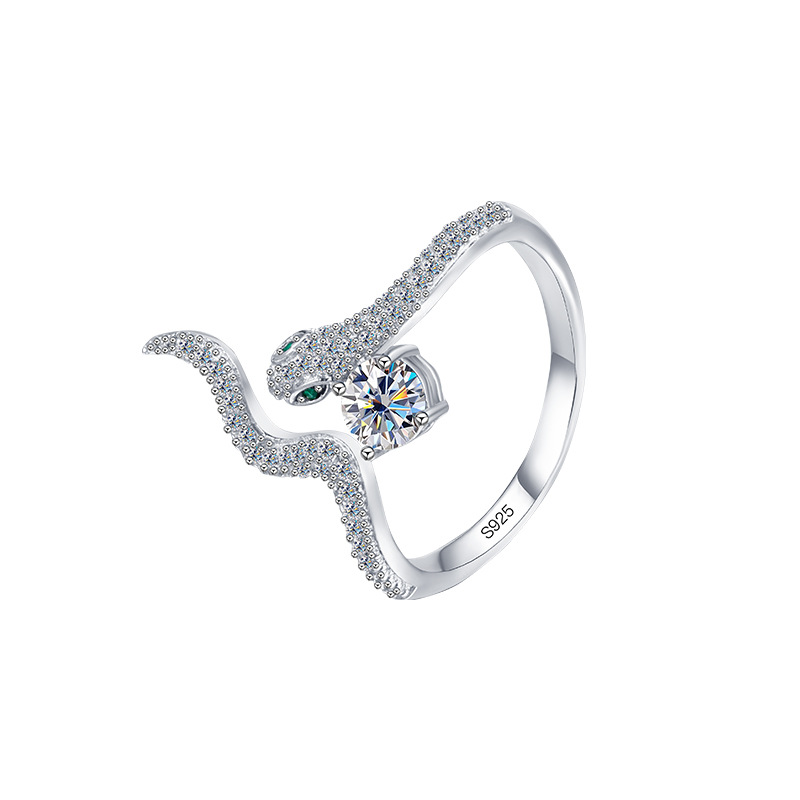 Zhuoheng Select S925 sterling Silver unique snake-shaped high-end Design Moissanite Diamond Ring, cross-border non-fading spiritual snake ring Application Scenario